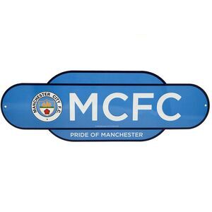 Manchester City FC Retro Hanging Sign / Sky Blue/White